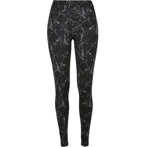 Legging femme Urban Classics Soft AOP - imprimé allover noir/gris taille haute jersey stretch
