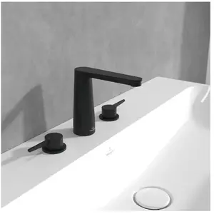 Mitigeur lavabo 3 trous VILLEROY ET BOCH Conum sans tirette Matt Black pas cher