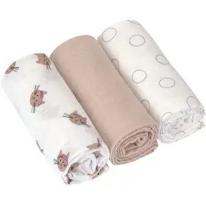 Lässig Swaddle & Burp Multidoek M GOTS Tiny Team Cat 3 pcs 60 x 60 cm pas cher