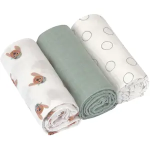 Lässig Swaddle & Burp Multidoek M GOTS Tiny Team Dog   3 pcs 60 x 60 cm pas cher