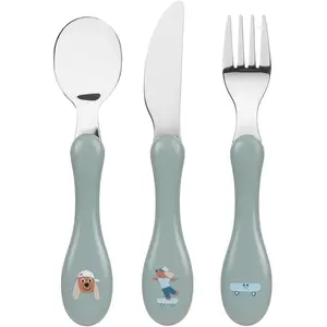Lässig, Vaisselle + couverts pour enfants, Kinderbesteckset Tiny Team Dog 3-teilig, Grün pas cher
