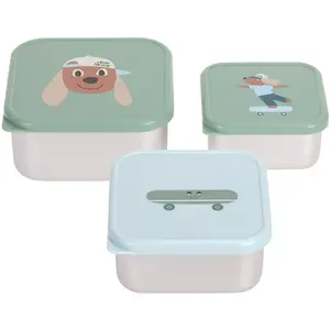 Lässig Tiny Team Dog Snackbox - 3 Stuks - Roestvrijstaal - Groen pas cher