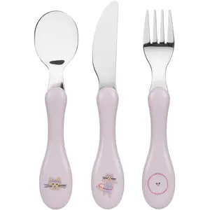 Lässig, Vaisselle + couverts pour enfants, Kinderbesteckset Tiny Team Dog 3-teilig, Lila pas cher