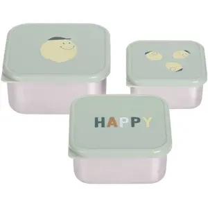 Lässig Opvang en bewaarbakjes van RVS Snackbox 3-delige set - Happy Fruits Lemon pas cher