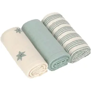 Lässig Tiny Team Swaddle & Burp Doeken - 3 Stuks - 60 x 60 cm - Granite Green pas cher