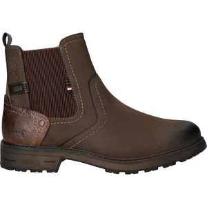 mustang Boots chocolat à talon décroché bas avec un zip et un soufflet élastiqué pas cher