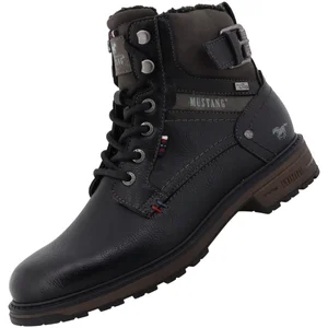 mustang Bottines noires à talon décroché bas avec un zip et des lacets ronds pas cher