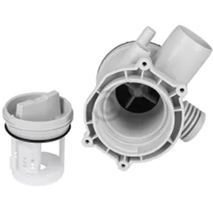 Pompe de vidange compatible avec Vestel 32027608 Hanyu B20-6A02 avec tete de pompe et tamis pour machine a laver. pas cher