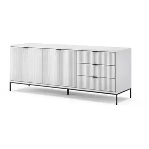 Lowboard Eliza, 150.1x60cm Avec 3 Tiroirs, 2 Portes, Blanc, Vicco pas cher