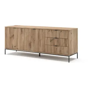 Buffet bas Eliza 150x60cm avec 3 tiroirs 2 portes Chêne Viking Vicco 49467 pas cher
