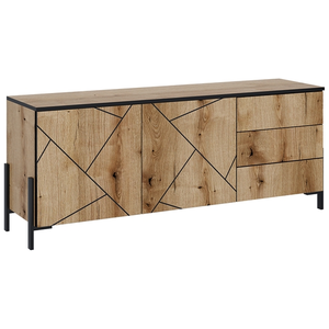Meuble TV Hatto 150x60cm avec portes et tiroirs Chêne Vicco pas cher