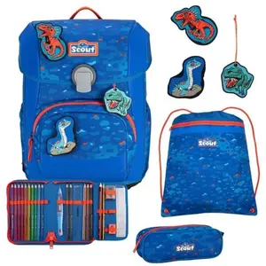 Scout Schooltas Superflash Neo Set 4-delig Blue Dino Blauw pas cher