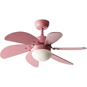 BELIANI Ventilateur de Plafond Moderne Éclairage LED avec Télécommande en Synthétique et Contreplaqué Rose Logar pas cher
