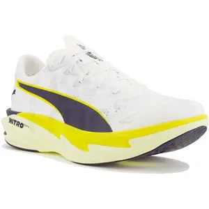 Chaussures Puma Deviate NITRO Elite 4 Blanc Jaune SS26, Taille 44,5 - EUR pas cher