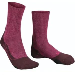 FALKE TK2 Wool Wandelsokken anti blaren, medium padding merinowol sportsokken dames rood - Maat 39-40 pas cher