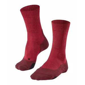 FALKE TK2 Wool Wandelsokken anti blaren, medium padding merinowol sportsokken dames rood - Maat 41-42 pas cher