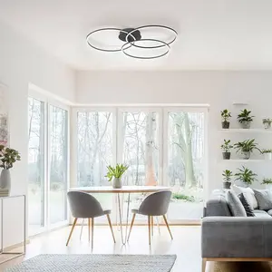 Leuchten Direkt Plafonnier noir - 3 panneaux LED - 12 W/3000 K - IP20 ... pas cher