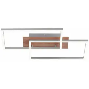 Leuchten Direkt - Plafonnier led lampe de salle à manger décor bois cct télécommande lampe directe 14018-78 pas cher