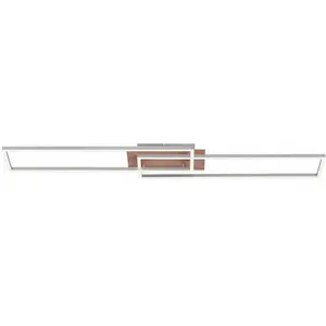 Comparateur de prix : LeuchtenDirekt 14019-78 Plafonnier LED IVEN en bois avec 2 LED 20 W/2700-5000 K IP20 à intensité variable et fonction mémoire à intensité variable 110 x 25 cm
