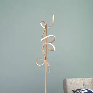 Vloerlamp Curls Mat Goud 22Watt incl. Dimmer