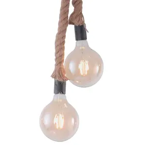 LeuchtenDirekt Luminaires Directs Plafonds Suspendus Lampe Rosée Corde Résidentiel Ess Chambre Éclairage Pendule Luminaire 15482-18 Marron pas cher