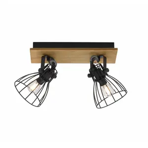 Just Light, Applique + plafonnier, TARO Deckenleuchte E14 max.max. 10W 2-fach schwarz 15118-18 pas cher