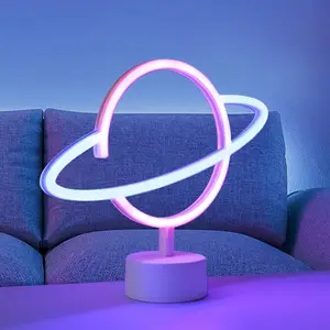 Just Light, Applique + plafonnier, NEON-SATURN LED Neon-LED-Bild Pink,blau 1W multicolor 85029-70 pas cher