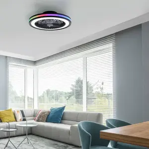 Just Light LED Deckenventilator BRANDON warmweiss - kaltweiss Deckenventilator Fernbedienung, Ventilateur, Noir pas cher