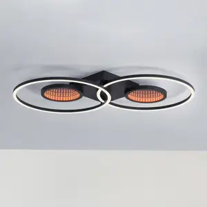 Just Light, Applique + plafonnier, TUNEL LED Deckenleuchte CCT Dimmbar 35,8W 2-fach schwarz 15160-18 pas cher