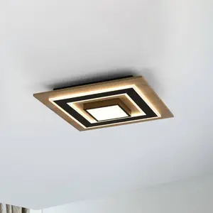 Just Light, Applique + plafonnier, TOLA LED Deckenleuchte Warmweiss 26W 2-fach schwarz 14563-18