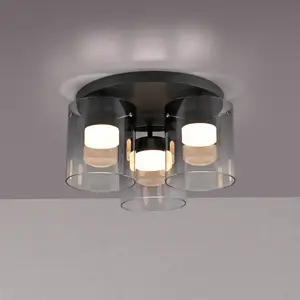 Just Light, Applique + plafonnier, LED-Deckenleuchte 14041-18, 7,5W, 800lm, 3000K, schwarz (800 lm) pas cher