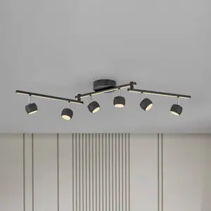 Just Light, Applique + plafonnier, LED-Deckenleuchte 11403-18, 32W, 3000K, 37000lm, ww, IP20, schwarz (37000 lm)