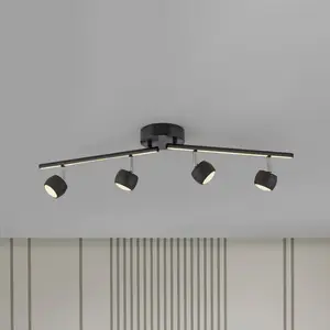 Just Light, Applique + plafonnier, LED-Deckenleuchte 11402-18, 20,40W, 3000K, 2360lm, warmweiss, IP20, schwarz (2360 lm) pas cher