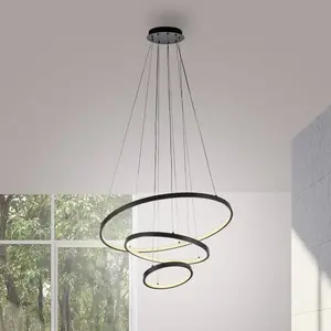 Just Light, Suspension, CERCHI LED Pendelleuchte Warmweiss 45W schwarz 15070-18