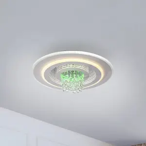 Just Light, Applique + plafonnier, Deckenlampe TOLAGO RGB Kristall Prismen weiss, dekorativ Lichteffekt RGB (2800 lm)