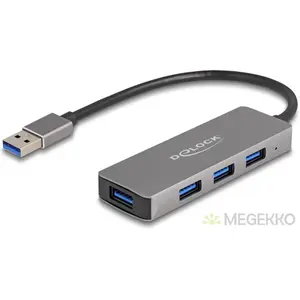 HUB USB 3.2 - DELOCK - 63171 - 4 Ports Type-A - 5000 Mbit/s - Couleur Gris pas cher