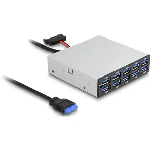 DeLock Hub USB 3.0 (10 ports USB-A) en façade dans baie 3.5'' pas cher