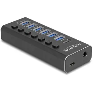 Delock 64326 Hub USB 7P 10Gbps + Charge Rapide Commutateur LED pas cher
