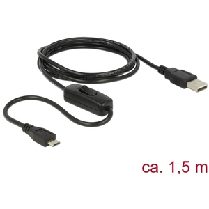 DeLOCK USB naar USB Micro B kabel met schakelaar - USB2.0 - 1,5 meter pas cher