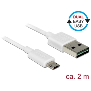 Comparateur de prix : Delock Easy-Micro USB naar Easy-USB-A kabel - USB2.0 - tot 2A / wit - 2 meter