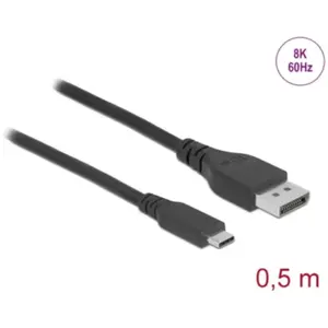 Delock DisplayPort USB C (0.50 m), Câble vidéo, Noir pas cher