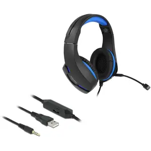 Delock Casque Gaming Over-Ear LED pour PC,Notebook,Consoles Noir (Filaire), Casque gaming, Noir pas cher
