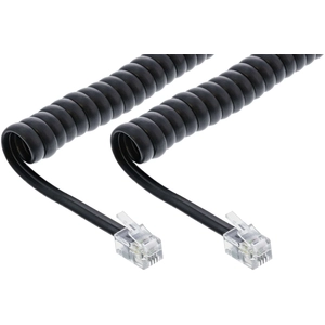 InLine Câble spirale RJ10 mâle/mâle, max. 4m noir, affecté 1:1
