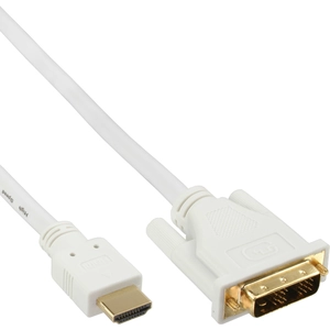 Câble HDMI-DVI, InLine®, HDMI mâle vers DVI 18 + 1 mâle, blanc / or, 5... pas cher