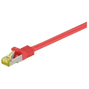 Goobay RJ45 Câble de Liaison, S/FTP (PiMF), avec CAT 7 Câble en Vrac, Rouge, 0.5m Longueur pas cher