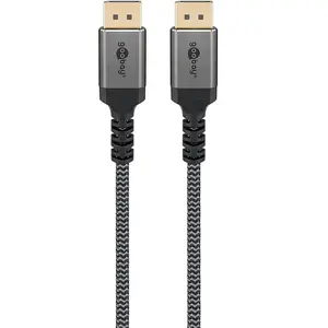 goobay 65264 Câble DisplayPort 1.4 jusqu'à 8K @ 60 Hz (UHD), 4K @ 144 Hz et 2K @ 240 Hz, DP, câble Displayport haute vitesse, câble écran, nylon tressé, gaming, streaming vidéo HD, 1 m pas cher