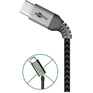 Goobay 49303 Câble USB-C 10 Gbps Câble textile extra robuste de qualité supérieure avec connecteurs métalliques 2 m pas cher