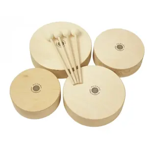 Rohema Set De 4 Toms En Bois Avec 4 Baguettes- Éveil Musical pas cher