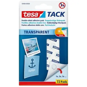 TESA Pastilles adhésives TACK - Transparent - x 72 pas cher