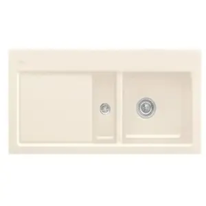 Evier de cuisine - VILLEROY ET BOCH - Subway 60 - 1 cuve 1/2 - Egouttoir à gauche - Creme CeramicPlus pas cher